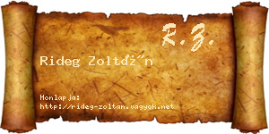 Rideg Zoltán névjegykártya